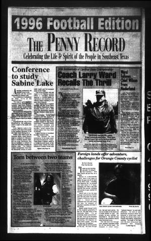 Primary view of object titled 'The Penny Record (Bridge City, Tex.), Vol. 38, No. 17, Ed. 1 Wednesday, September 4, 1996'.