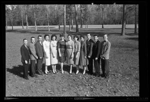 Primary view of object titled '[1961 Cleveland High School 1st Year Members of the National Honor Society in Front of Trees]'.