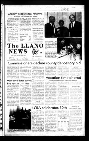 The Llano News (Llano, Tex.), Vol. 94, No. 16, Ed. 1 Thursday, February 14, 1985