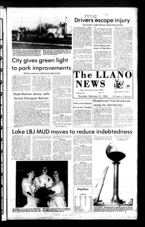 Primary view of object titled 'The Llano News (Llano, Tex.), Vol. 94, No. 17, Ed. 1 Thursday, February 21, 1985'.
