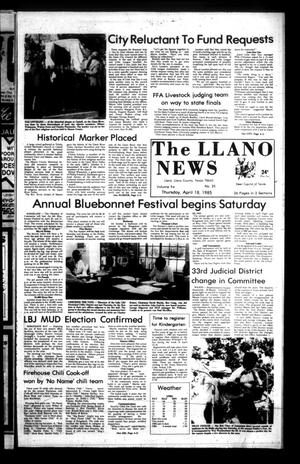 The Llano News (Llano, Tex.), Vol. 94, No. 25, Ed. 1 Thursday, April 18, 1985