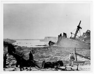 [The Wilson B. Keene after the explosions of the  1947 Texas City Disaster]