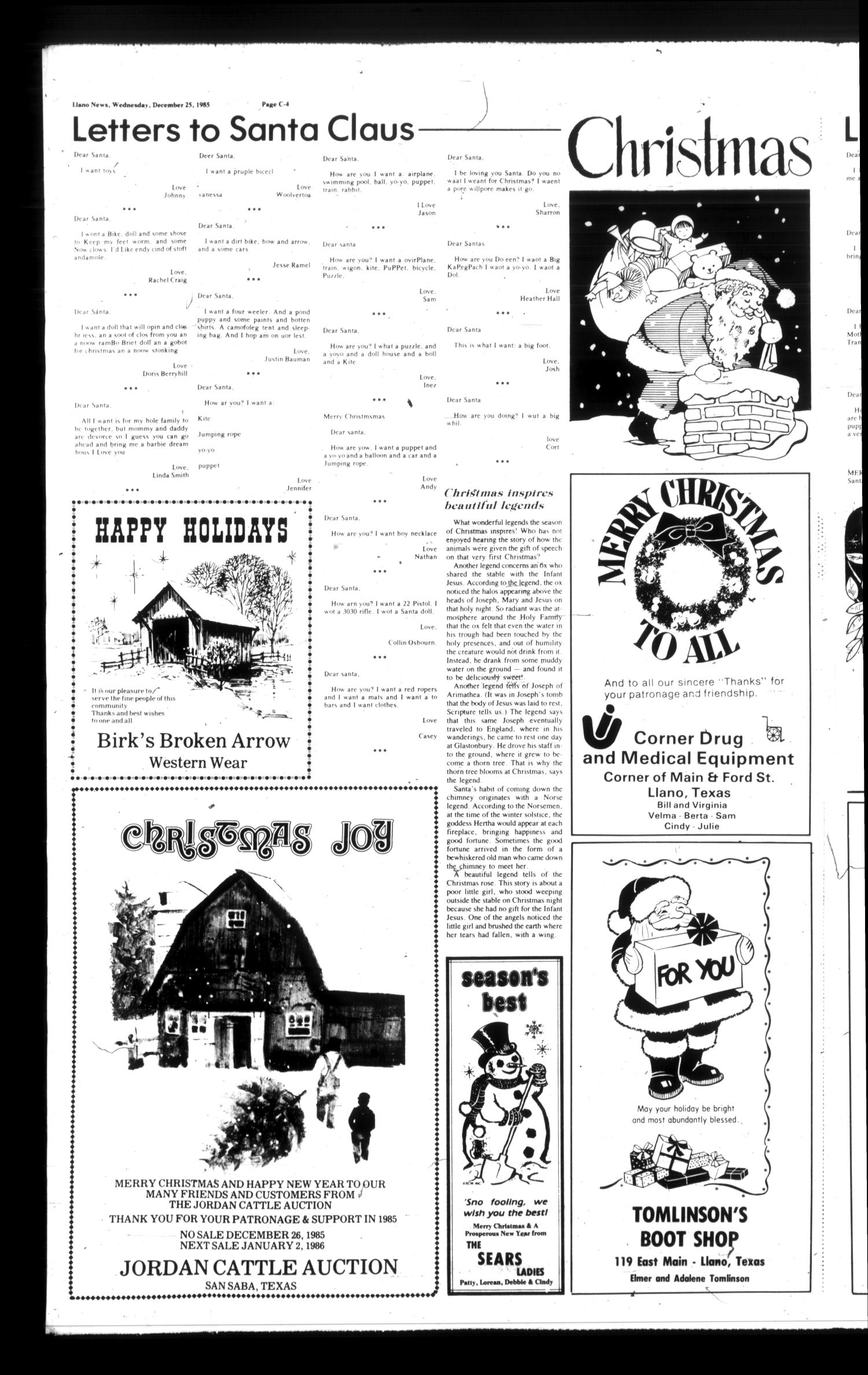 The Llano News (Llano, Tex.), Vol. 95, No. 9, Ed. 1 Wednesday, December 25, 1985
                                                
                                                    [Sequence #]: 32 of 58
                                                