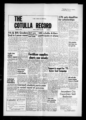The Cotulla Record (Cotulla, Tex.), Vol. 78, No. 3, Ed. 1 Friday, March 28, 1975