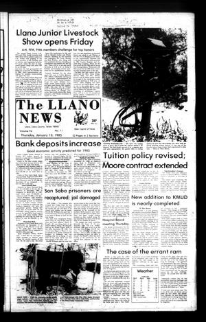 Primary view of object titled 'The Llano News (Llano, Tex.), Vol. 94, No. 11, Ed. 1 Thursday, January 10, 1985'.