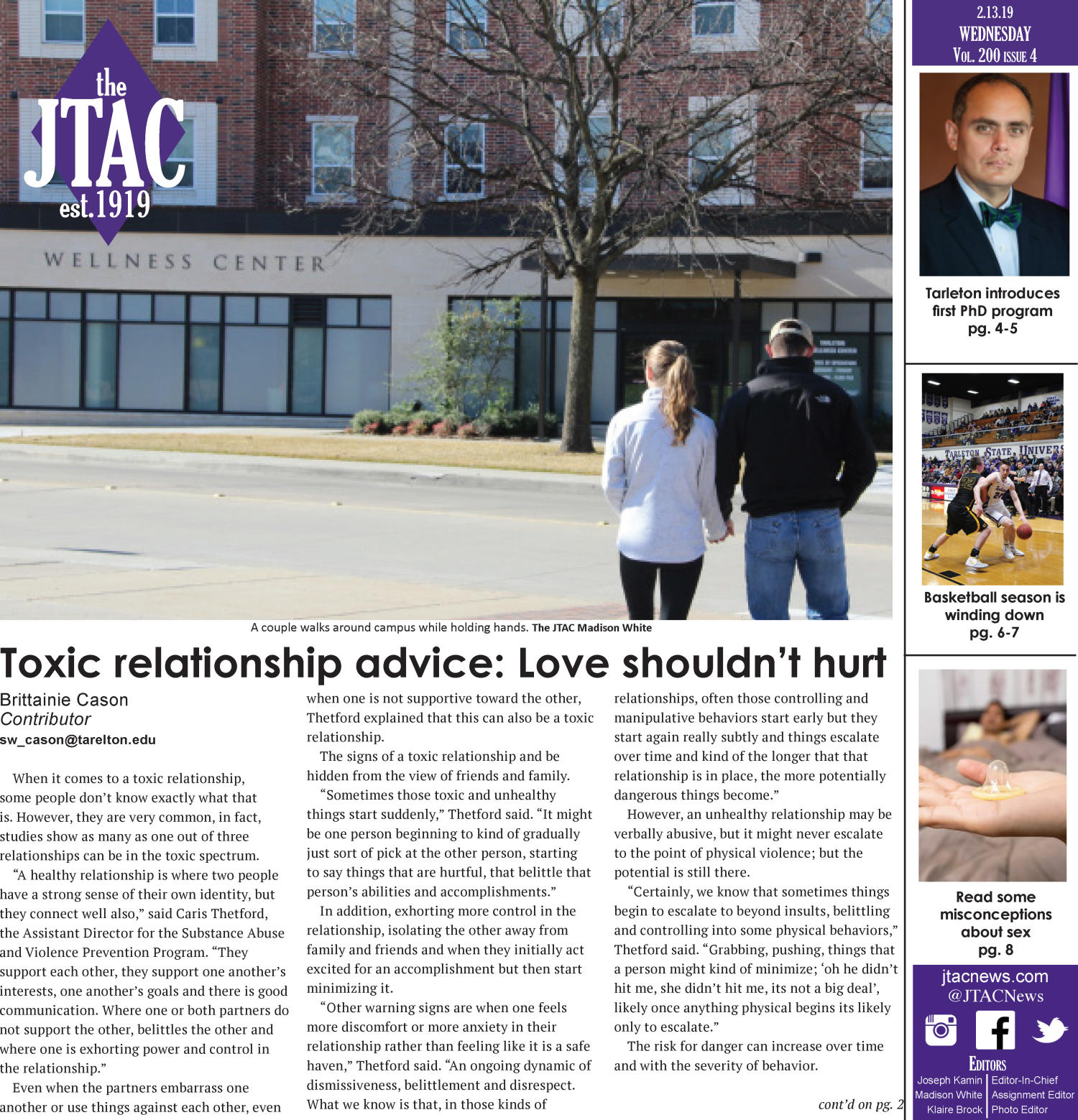 The JTAC (Stephenville, Tex.), Vol. 200, No. 4, Ed. 1 Wednesday, February 13, 2019
                                                
                                                    [Sequence #]: 1 of 7
                                                