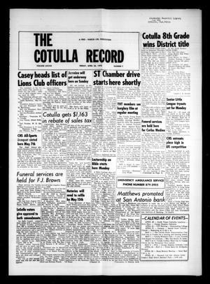 The Cotulla Record (Cotulla, Tex.), Vol. 78, No. 7, Ed. 1 Friday, April 25, 1975