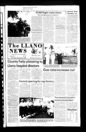 The Llano News (Llano, Tex.), Vol. 94, No. 43, Ed. 1 Thursday, August 22, 1985