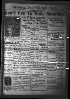 Primary view of object titled 'Brenham Daily Banner-Press (Brenham, Tex.), Vol. 41, No. [126], Ed. 1 Friday, August 22, 1924'.
