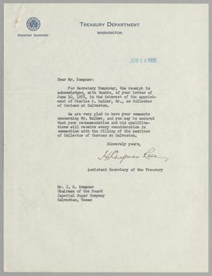 [Letter from H. Chapman Rose to I. H. Kempner, June 16, 1955]