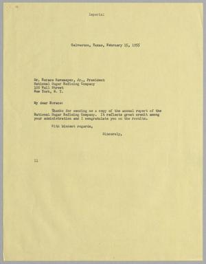 [Letter from I. H. Kempner to Horace Havemeyer, Jr., February 15, 1955]