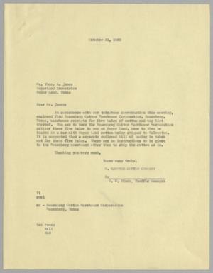 [Letter from H. Kempner Cotton Company to Thomas L. James, October 21, 1960]