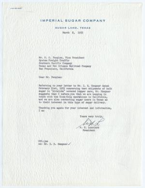 [Letter from W. H. Louviere to W. G. Peoples, March 2, 1955]