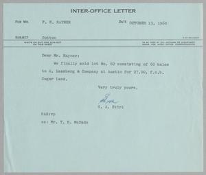 [Inter-Office Letter from G. A. Stirl to F. H. Rayner, October 13, 1960]