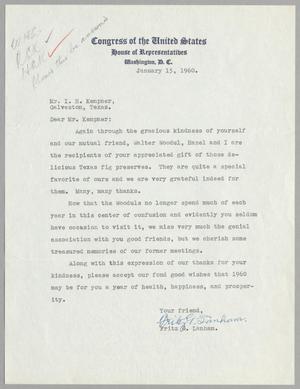 [Letter from Fritz G. Lanham to I. H. Kempner, January 15, 1960]