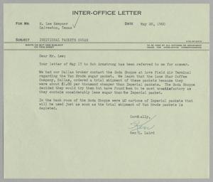 [Letter from Ken L. Laird to Robert Lee Kempner, May 20, 1960]