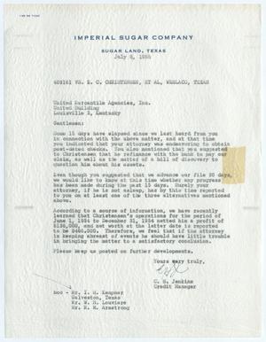 [Letter from C. H. Jenkins to United Mercantile Agencies, Inc., July 8, 1955]