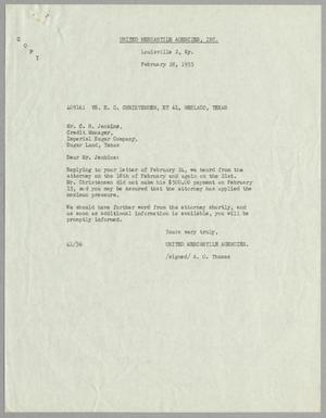 [Letter from United Mercantile Agencies to C. H. Jenkins, February 28, 1955]