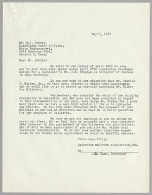 [Letter from J. R. Dunn to H. J. Porter, May 6, 1955]