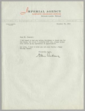 [Letter from Glenn A. Andrews to I. H. Kempner, December 22, 1955]