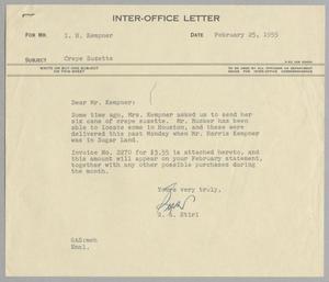 [Letter from G. A. Stirl to I. H. Kempner, February 25, 1955]