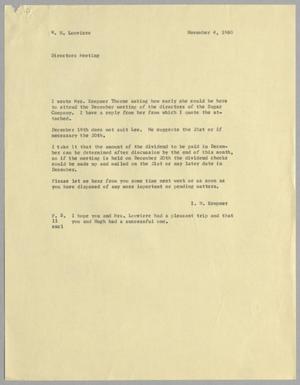 [Letter from I. H. Kempner to W. H. Louviere, November 4, 1960]