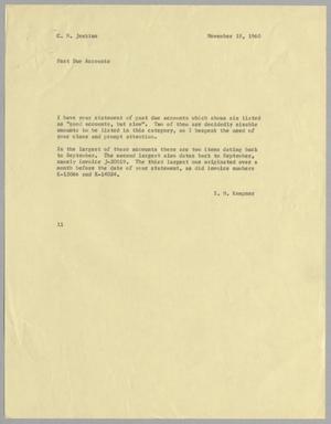 [Letter from I. H. Kempner to C. H. Jenkins, November 18, 1960]