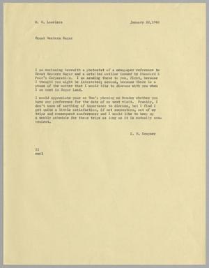 [Letter from I. H. Kempner to W. H. Louviere, January 22, 1960]