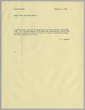 [Letter from I. H. Kempner to Hugh Williams, December 1, 1955]