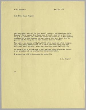 [Letter from I. H. Kempner to W. H. Louviere, May 31, 1955]