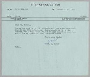 [Inter-Office Letter from Thomas L. James to I. H. Kempner, December 20, 1957]