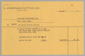 [Credit Invoice for shipping costs, October 3, 1960]