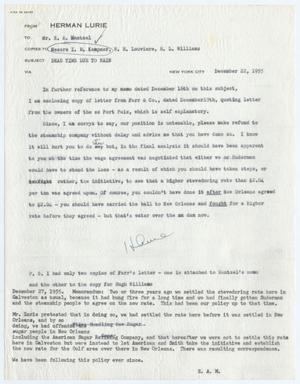 [Letter from Herman Lurie to E. A. Mantzel, December 22, 1955]