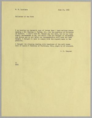 [Letter from I. H. Kempner to W. H. Louviere, June 10, 1955]