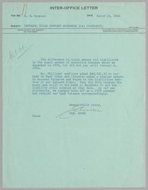 [Letter from George Andre to I. H. Kempner, March 10, 1960]