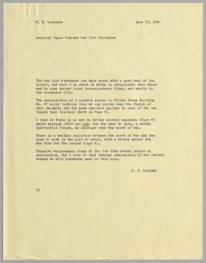 [Letter from I. H. Kempner to W. H. Louviere, June 13, 1960]
