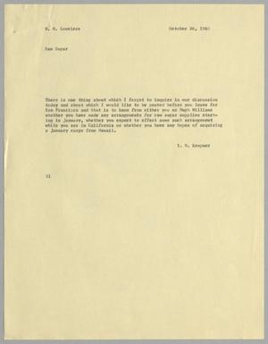 [Letter from I. H. Kempner to W. H. Louviere, October 26, 1960]