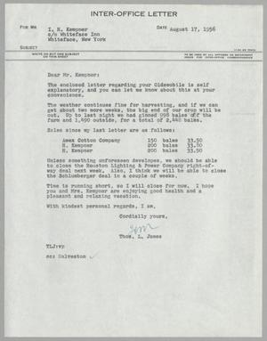 [Letter from Thomas L. James to I. H. Kempner, August 17, 1956]