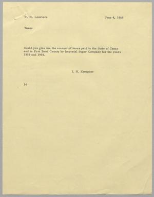 [Letter from I. H. Kempner to W. H. Louviere, June 4, 1960]