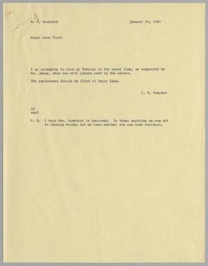 [Letter from I. H. Kempner to W. H. Louviere, January 16, 1960]
