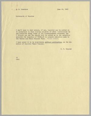 [Letter from I. H. Kempner to W. H. Louviere, June 20, 1960]