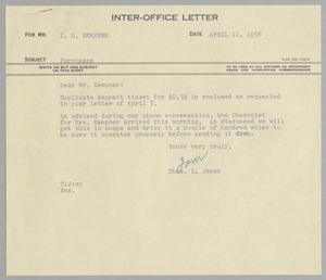 [Letter from Thomas L. James to I. H. Kempner, April 11, 1956]