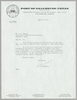 Primary view of object titled '[Letter from W. H. Sandberg to I. H. Kempner, March 17, 1960]'.