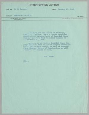 [Letter from George Andre to I. H. Kempner, January 27, 1960]