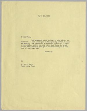 [Letter from I. H. Kempner to Gus A. Stirl, April 26, 1955]