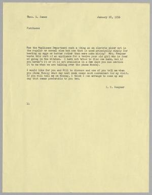 [Letter from I. H. Kempner to Thomas L. James, January 28, 1956]