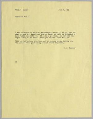 [Letter from I. H. Kempner to Thomas L. James, June 9, 1955]