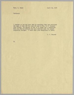 [Letter from I. H. Kempner to Thomas L. James, April 23, 1957]