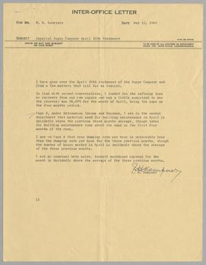 [Letter from I. H. Kempner to W. H. Louviere, May 12, 1960]