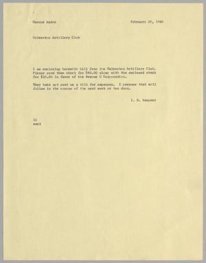 [Letter from I. H. Kempner to George Andre, February 29, 1960]